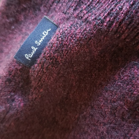 Paul Smith Sweater Mens Boys L Burgundy Merino Wool Embroidered Sleeve Pullover - Picture 11 of 11